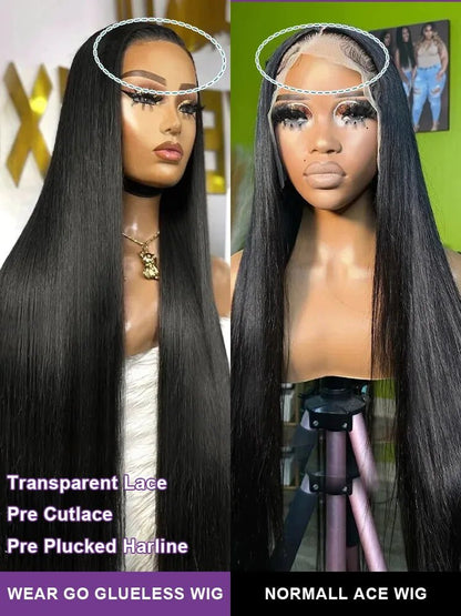 Pre Cut 13x4 Bone Straight Glueless Brazilian Human Hair Lace Front Closure Wig - Braids Hair N More