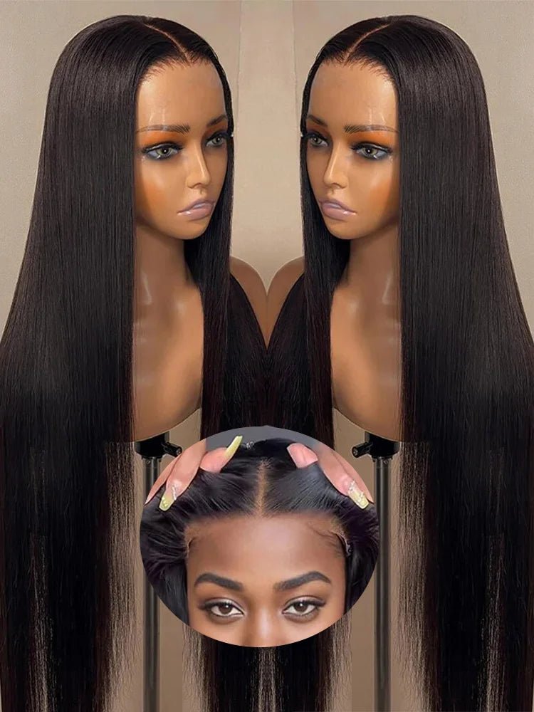 Pre Cut 13x4 Bone Straight Glueless Brazilian Human Hair Lace Front Closure Wig - Braids Hair N More