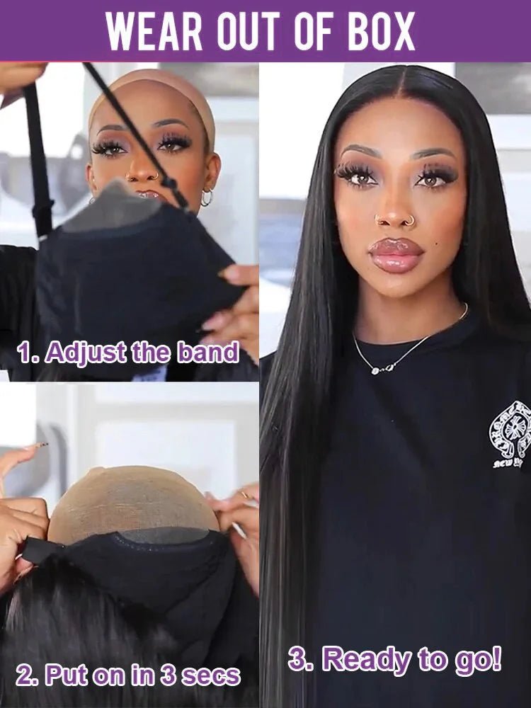 Pre Cut 13x4 Bone Straight Glueless Brazilian Human Hair Lace Front Closure Wig - Braids Hair N More